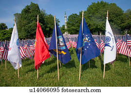 20,000, bandeiras americanas, terra comum boston, dia comemorativo, 2012, boston, ma