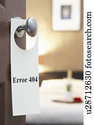 erro, 404', sinal, ligado, quarto hotel, porta