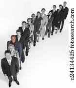 porträt, von, multi-ethnisch, mitarbeitergruppe, stehen linie