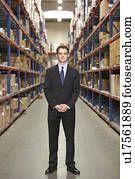 retrato, de, gerente, em, armazém