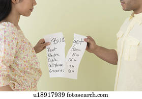 par jovem, luta, sobre, orçamento lar