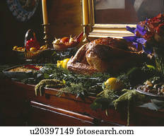 assado, peru, ligado, aparador, para, ação graças