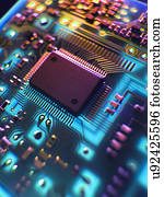 circuito impresso, Board., a, unidade central de processamento, interprets, e, executes, software, instruções