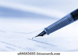 assinando, um, contrato