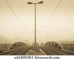 Mist on road bridge