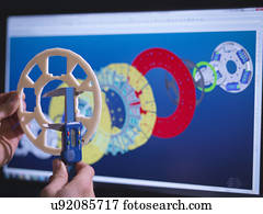 cima, de, engenheiro, desenhando, industrial, embreagem, usando, cad, software