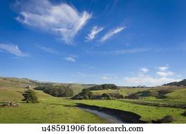 idyllic, paisagem, com, fazenda
