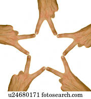 Human hands making a star shape 