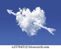 Heart shaped cloud against a blue sky