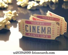 kinokarten, und, popcorn, abbildung kinokarten, und, popcorn, abbildung