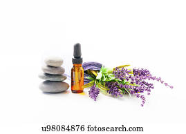 lavanda, flores, e, óleo aromatherapy