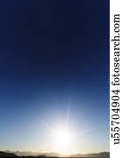 montanhas, em, pôr do sol