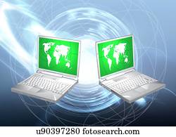 teia, tecnologia, ilustração