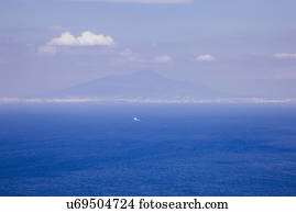 Distant view of Naples and Mount Vesuvius Capri, Italy