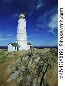 farol, ligado, penhasco