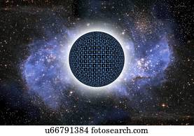 Sphere in space with binary code