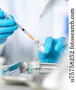 cima, de, doutores, mãos, preparar, um, vacina, injetar, paciente