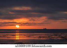 Feu Circulation Dans Reykjavik Minuit Coucher Soleil