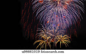 dia independência, celebração, com, fogos artifício