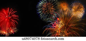 dia independência, celebração, com, fogos artifício