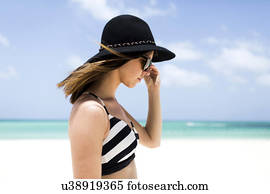 Woman on tropical beach