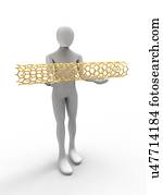 computador, artwork, de, um, 3d, human, segurando, um, carbono, nanotube