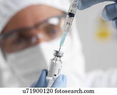 propriedade, RELEASED., modelo, RELEASED., doutor, enchimento, um, siringa, de, um, selado, frasco, de, um, droga, ou, vaccine.