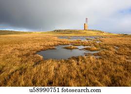 pântano, e, torre, Hvalnestangi, islândia