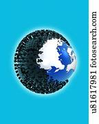 "Planet earth and virus, Illustration"