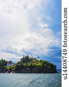 farol, ligado, penhasco