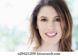 Portrait of beautiful woman with brown hair