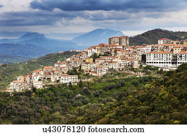 Townscape in mountainous landscape