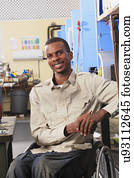 estudante, em, cadeira rodas