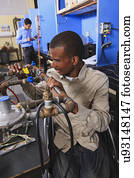 estudante, em, cadeira rodas