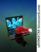 Laptop with grenade and usb device