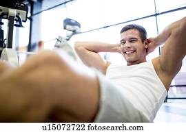 Young man exercising
