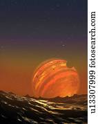 ilustração, de, um, Free-Floating, planeta