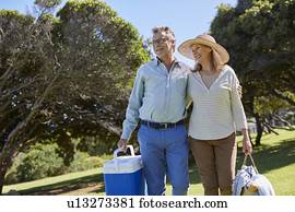 par, com, piquenique, hampers