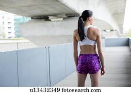 Portrait of Woman in crop top and shorts