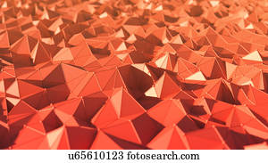 Red geometric three dimensional shapes