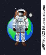 desenho, de, astronauta