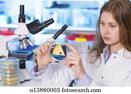 mulher, em, alimento, controle qualidade, laboratório