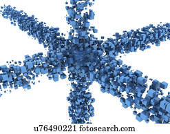 Blue cubes making a star shape, illustration.