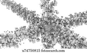 White cubes making a star shape, illustration.