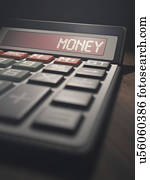 calculadora, com, dinheiro