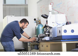 engenharia, estudante, em, um, laboratório