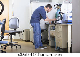 engenharia, estudante, em, um, laboratório