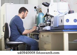 engenharia, estudante, em, um, laboratório