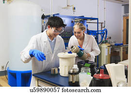 engenharia, estudantes, em, um, laboratório