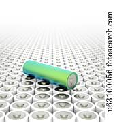 Battery array and single supercapacitor.